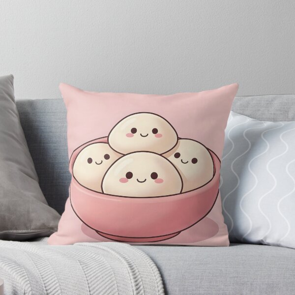 Item preview, Cute Kawaii Dumplings in Bowl – Pastel Pink Squishy Food Friends designed and sold by EmeraldeaArt.