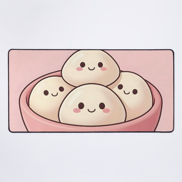 Item preview, Cute Kawaii Dumplings in Bowl – Pastel Pink Squishy Food Friends designed and sold by EmeraldeaArt.