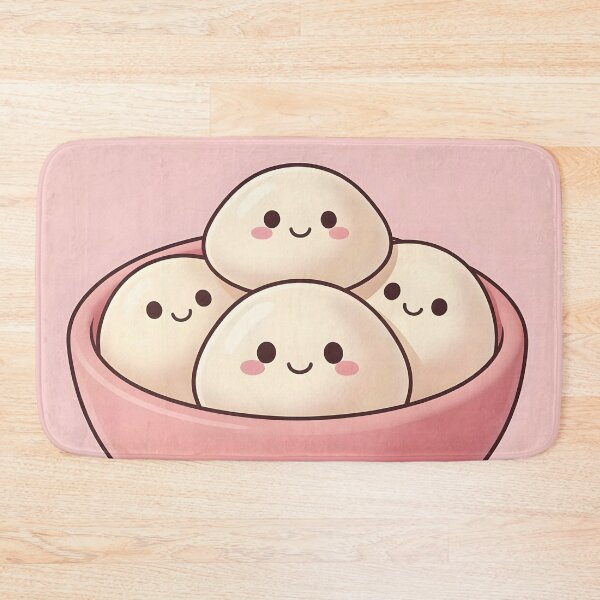 Item preview, Cute Kawaii Dumplings in Bowl – Pastel Pink Squishy Food Friends designed and sold by EmeraldeaArt.