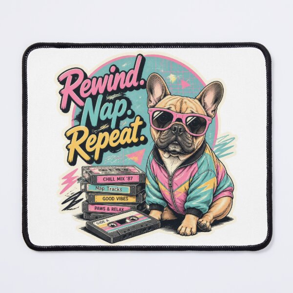 Item preview, French Bulldog Retro Cassette – Rewind Nap Repeat Funny Dog Design designed and sold by olenapetol.