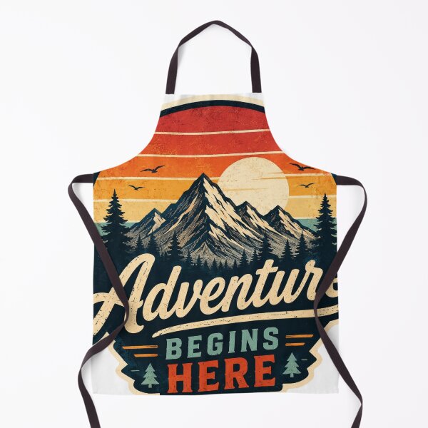 Item preview, Adventure Begins Here Retro Sunset Mountain Travel Sticker designed and sold by Omanut Studio — By Ashwin..