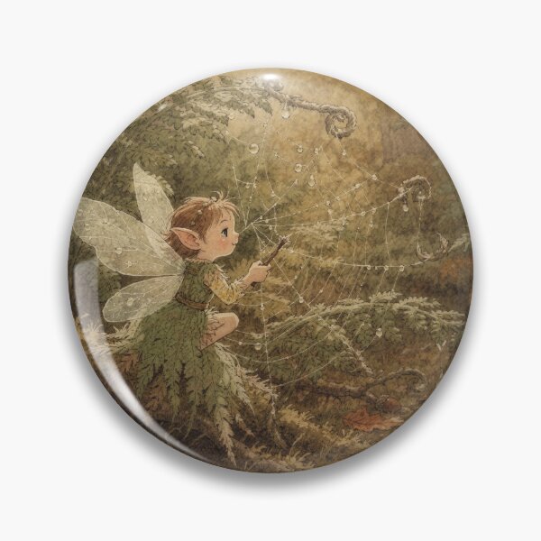 Item preview, Fern Sprite Painting Dewdrops Folk Art designed and sold by PictorialWhimsy.