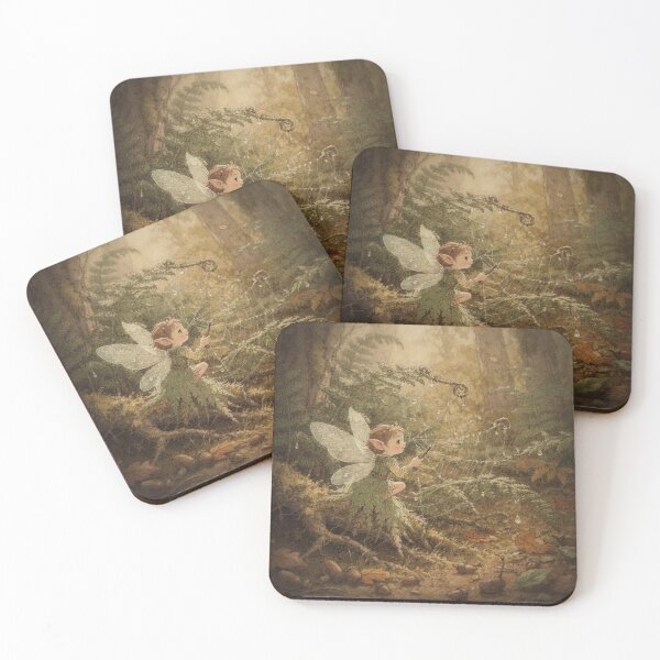Item preview, Fern Sprite Painting Dewdrops Folk Art designed and sold by PictorialWhimsy.