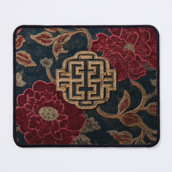 Item preview, Chinese Silk Floral Rug Red Peony Ornament designed and sold by GrinGalore.