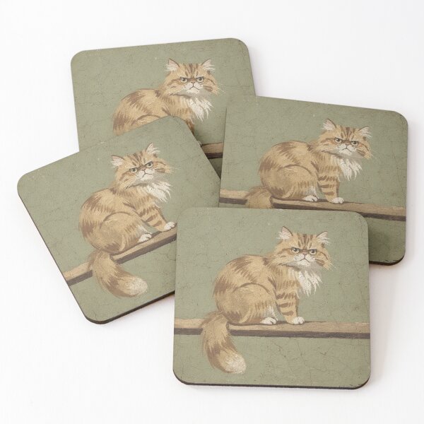 Item preview, Grumpy Fluffy Persian Cat Folk Art Painting designed and sold by PictorialWhimsy.