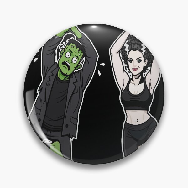 Item preview, "Yoga Baddies" Bride and Frankenstein at the Yoga Studio  designed and sold by judgehydrogen.
