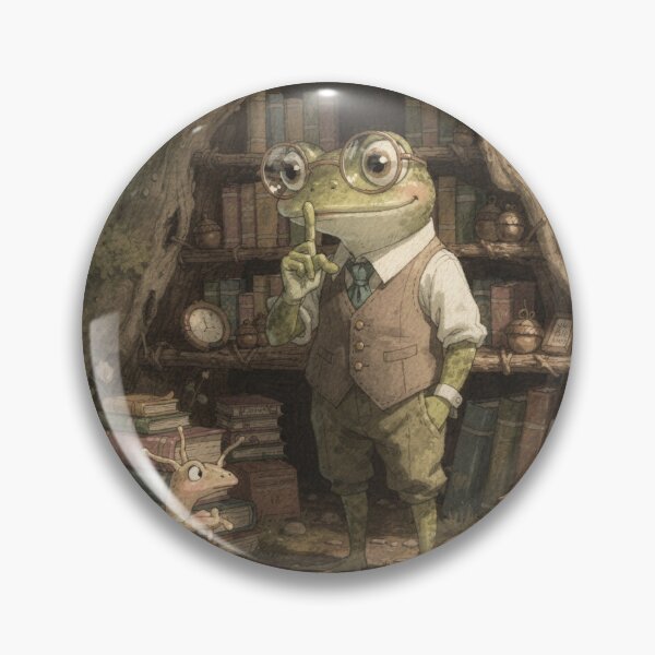 Item preview, Frog Librarian Shushing Snail Cottagecore Art designed and sold by PictorialWhimsy.