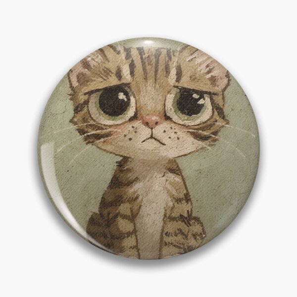 Item preview, Worried Kitten Big Eyes Folk Art Painting designed and sold by PictorialWhimsy.