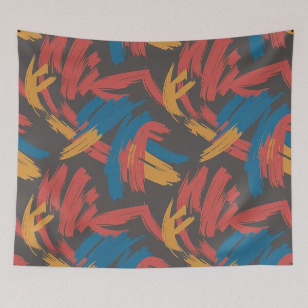 Item preview, Bold Expressionist Brushstroke Pattern | Vibrant Red Blue Yellow Abstract Seamless Repeat designed and sold by Midnight Veil Designs.