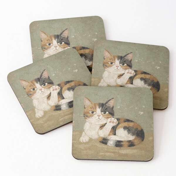 Item preview, Calico Cat Raised Paw Folk Art Painting designed and sold by PictorialWhimsy.