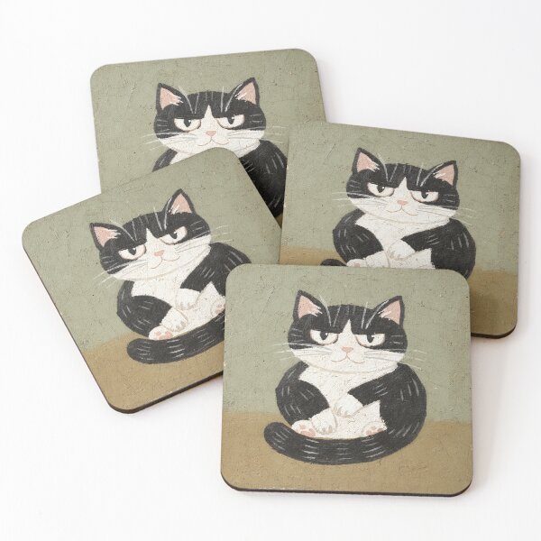 Item preview, Tuxedo Cat Loaf Folk Art Painting designed and sold by PictorialWhimsy.