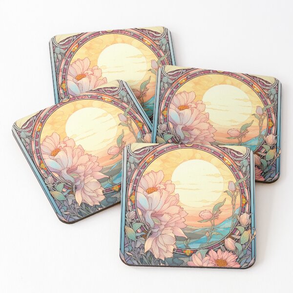 Item preview, Art Nouveau style stained glass window with flowers designed and sold by RIOT SIGNAL.