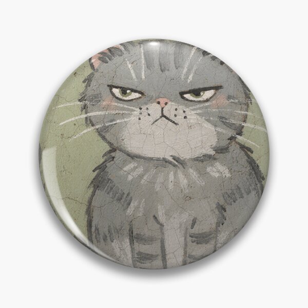 Item preview, Sleepy Grey Cat Squint Folk Art Painting designed and sold by PictorialWhimsy.