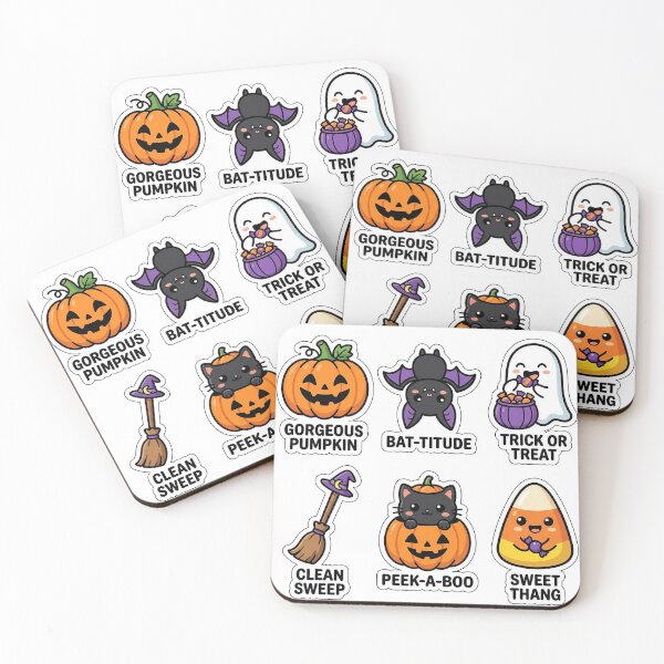 Item preview, Kawaii Spooky Halloween Sticker Pack - Cute Pumpkin & Bat Puns designed and sold by SimpleP.