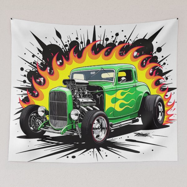 Item preview, Green Hot Rod Abstract Ink Flame Burst Main designed and sold by rgagliardi2017.