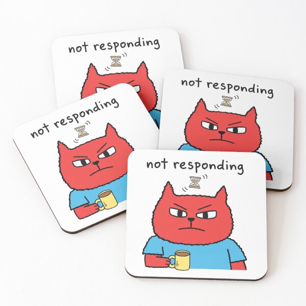 Item preview, Not Responding — Funny Glitch Cat Coffee Lover Sticker designed and sold by AMBAYK.
