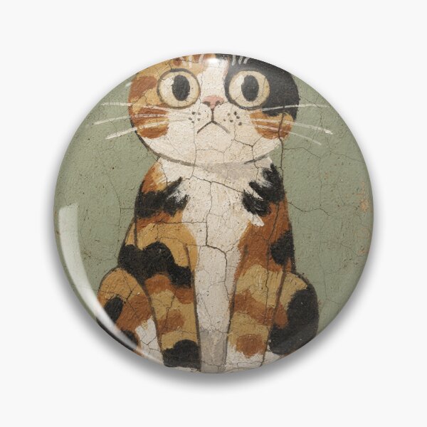 Item preview, Startled Calico Cat Wide Eyes Folk Art designed and sold by PictorialWhimsy.