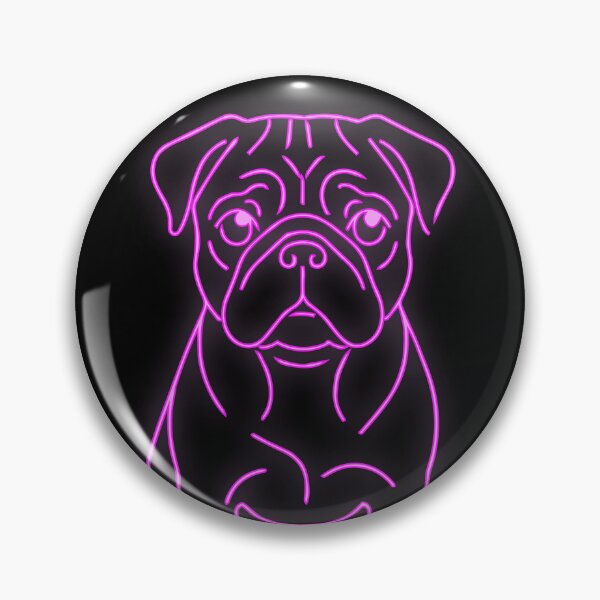 Artikelvorschau, Modern Pug Neon Glow Line Art entworfen und verkauft von Pfotenfaden.
