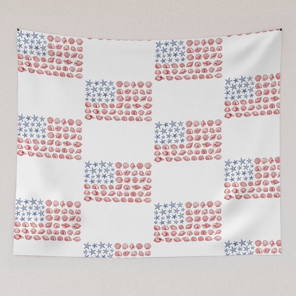 Item preview, Seashell American Flag Beach Coastal Patriotic 4th Of July Ocean Lover designed and sold by ostenlee.