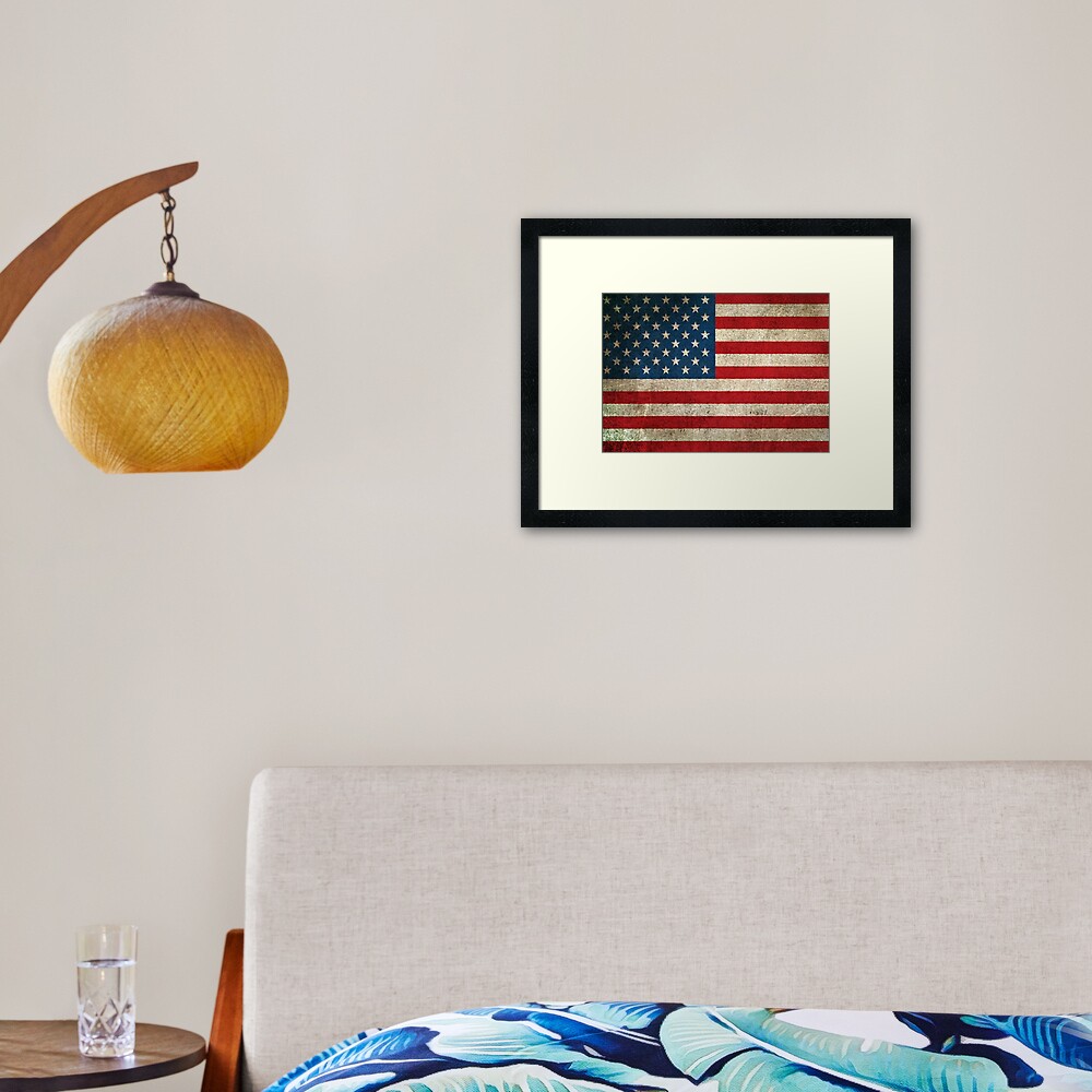Old and Worn Distressed Vintage Flag of The United States Framed Art Print