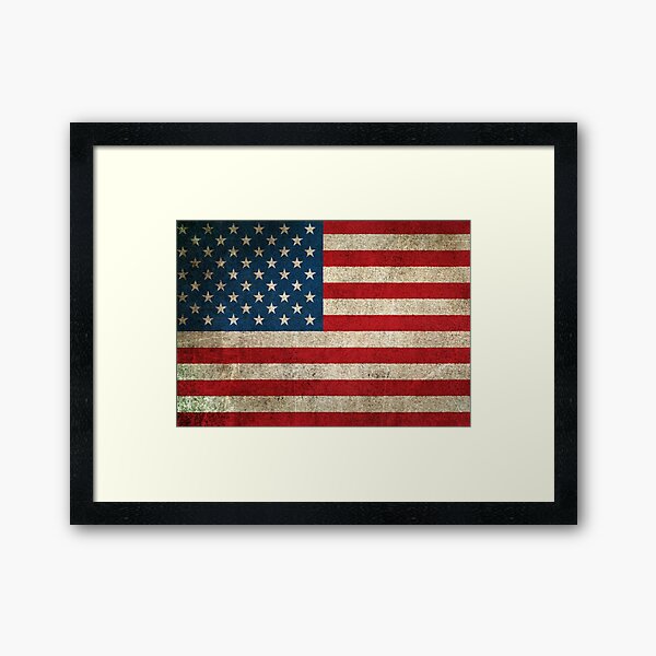 Old and Worn Distressed Vintage Flag of The United States Framed Art Print
