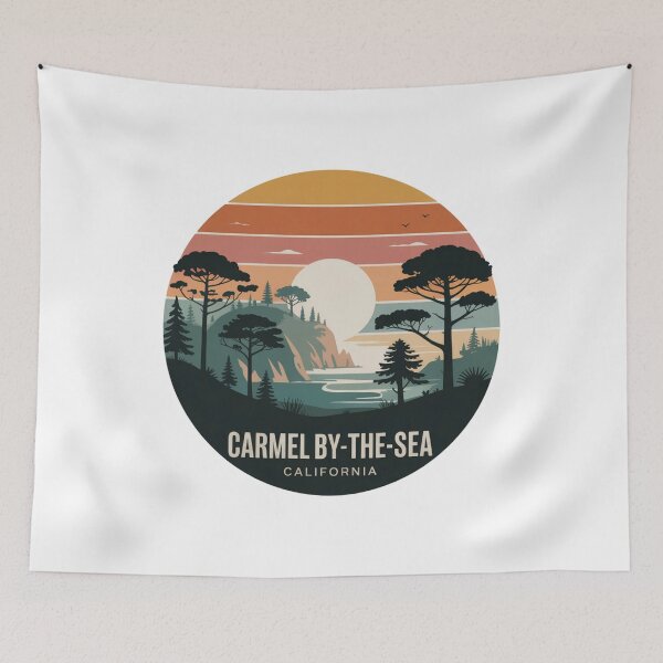 Item preview, Carmel-by-the-Sea California: Coastal Pines & Cliffs Illustration designed and sold by CircinusStore.