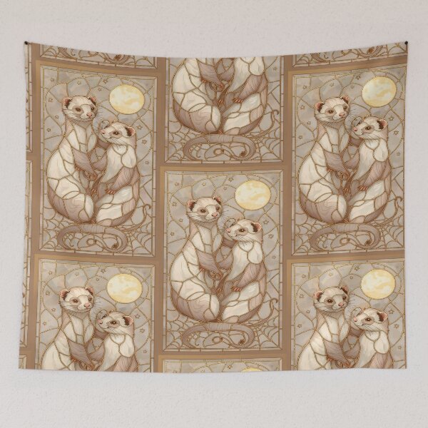 Item preview, Ferrets in Stained Glass with Golden Moon designed and sold by BriSher.
