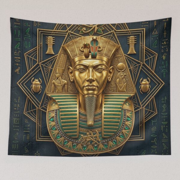 Item preview, Tutankhamun Eye of Horus Sacred Geometry | Ancient Egypt Golden Pharaoh Art designed and sold by Queen Cleopatra.