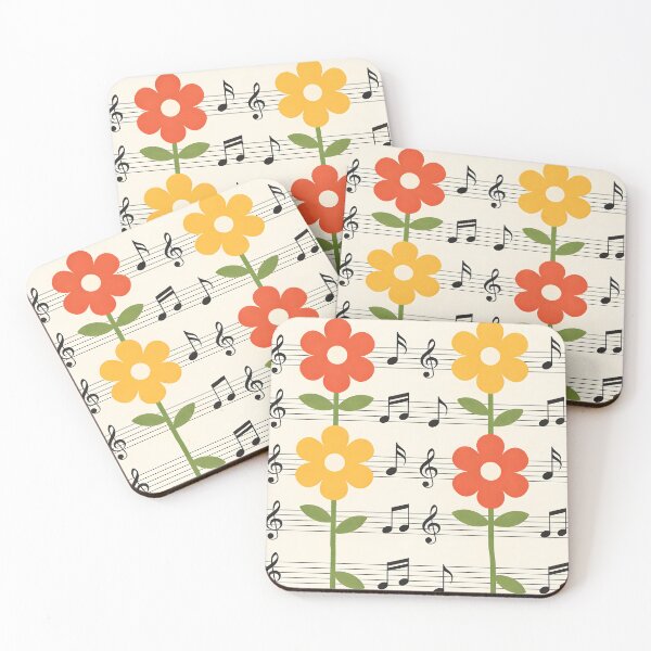 Item preview, Retro Cottagecore Flowers and Sheet Music Pattern designed and sold by Paulocdias.