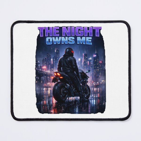 Item preview, THE NIGHT OWNS ME – Cyberpunk Motorcycle Rider Poster  designed and sold by THAMIM REALITY 2.0.