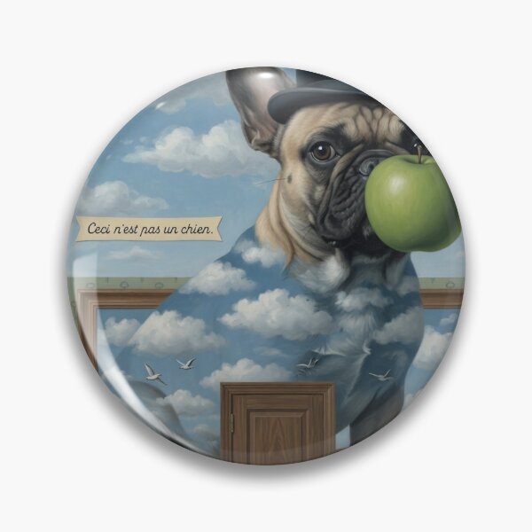 Item preview, Ceci N'est Pas Un Chien – Surreal French Bulldog Tribute | Magritte-Inspired Dreamscape Art designed and sold by cipoprimo.