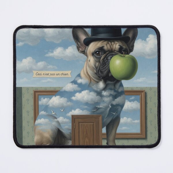 Item preview, Ceci N'est Pas Un Chien – Surreal French Bulldog Tribute | Magritte-Inspired Dreamscape Art designed and sold by cipoprimo.