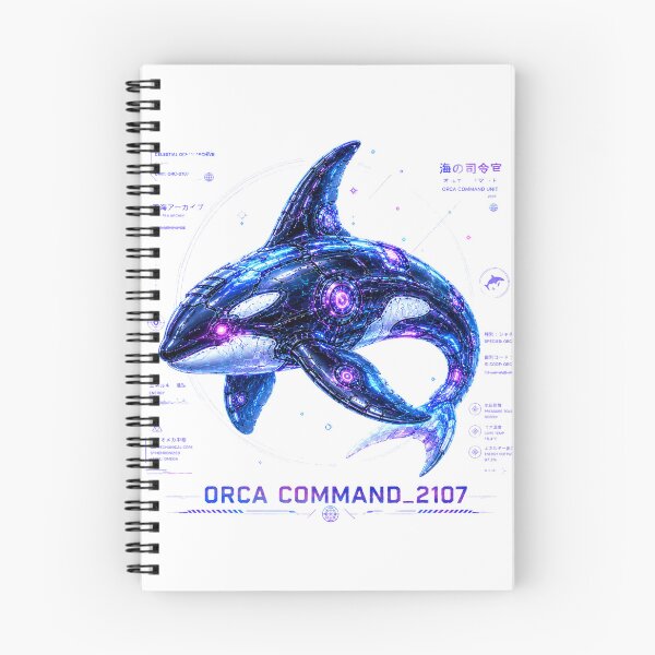 Item preview, Orca Command 2107 Cyber Orca – Neon Biomechanical Ocean Commander Design designed and sold by FusiTink.