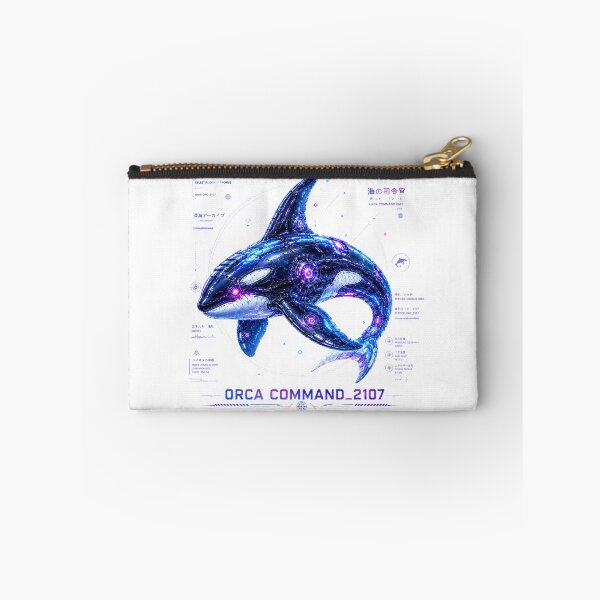 Item preview, Orca Command 2107 Cyber Orca – Neon Biomechanical Ocean Commander Design designed and sold by FusiTink.