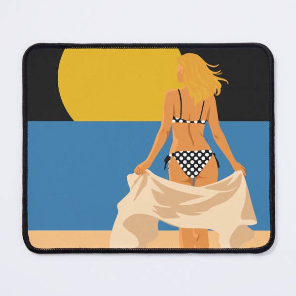 Item preview, Woman Walking to Sea Art, Minimalist Coastal Sunset Decor designed and sold by Studio pod Burom.