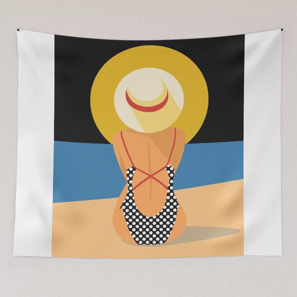 Item preview, Minimalist Beach Woman Art, Retro Summer Coastal designed and sold by Studio pod Burom.