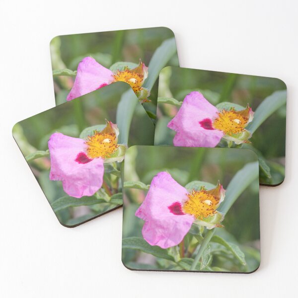 Item preview, Pink Wildflower Close-Up With Yellow Stamen and Single Petal Detail In Natural Green Background designed and sold by Nmallia.