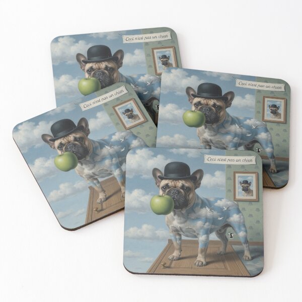 Item preview, Ceci N'est Pas Un Chien II – Surreal French Bulldog in the Clouds | Magritte-Inspired Canine Art designed and sold by cipoprimo.