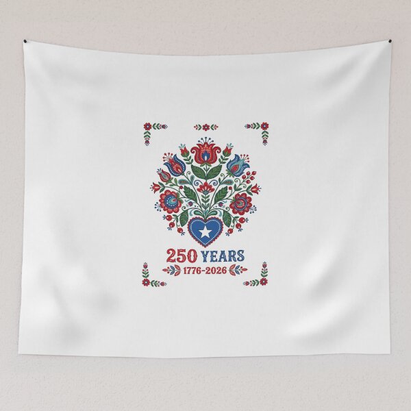 Item preview, Usa 250Th Anniversary Patriotic Folk Art Floral Heart designed and sold by longngusuc.
