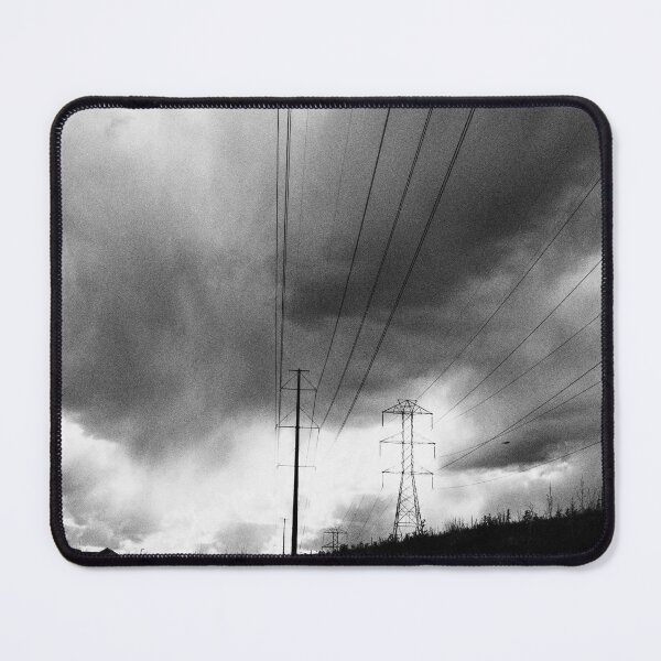 Item preview, Power Lines Storm Sky Black and White Photography Art Print — Dramatic Industrial Landscape designed and sold by LeonaLines.