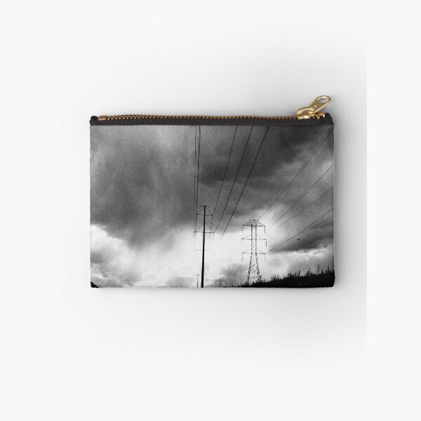 Item preview, Power Lines Storm Sky Black and White Photography Art Print — Dramatic Industrial Landscape designed and sold by LeonaLines.