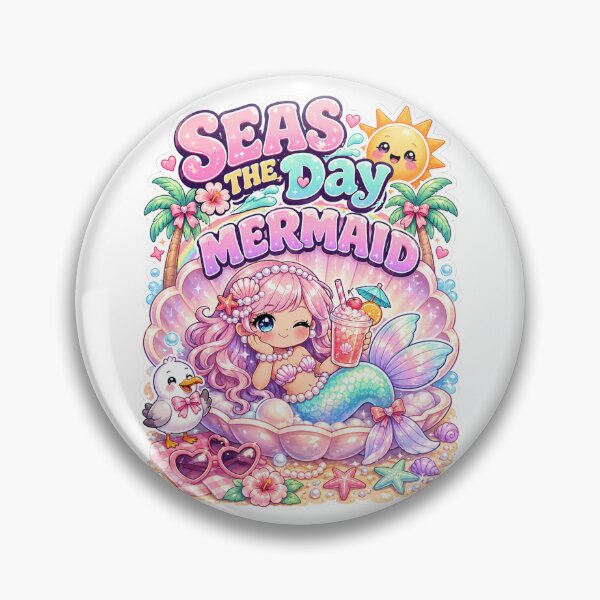 Item preview, Seas the Day Mermaid T-Shirt & Sticker – Kawaii Beachcore Mermaid Gift for Soft Girls, Ocean Lovers & Summer Vacation Fans designed and sold by GemBob Creations.