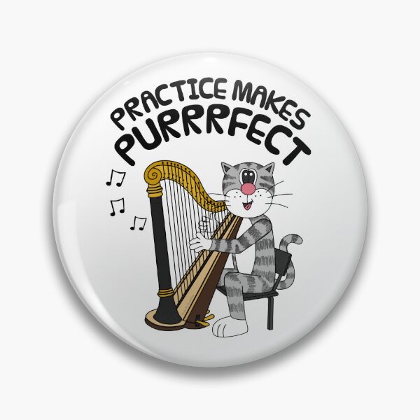 Item preview, Cat Playing Harp, Practice Makes Purrrfect, Harpist designed and sold by doodlerob.