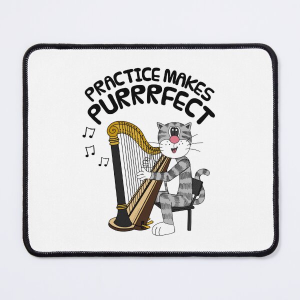 Item preview, Cat Playing Harp, Practice Makes Purrrfect, Harpist designed and sold by doodlerob.
