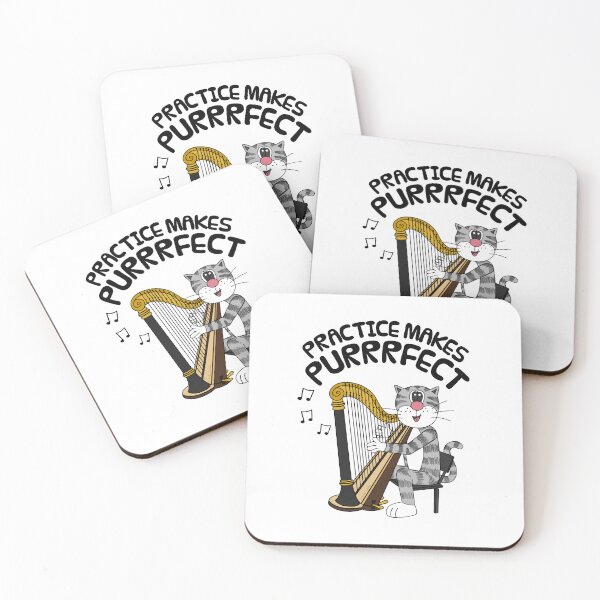 Item preview, Cat Playing Harp, Practice Makes Purrrfect, Harpist designed and sold by doodlerob.