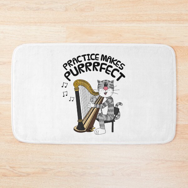 Item preview, Cat Playing Harp, Practice Makes Purrrfect, Harpist designed and sold by doodlerob.