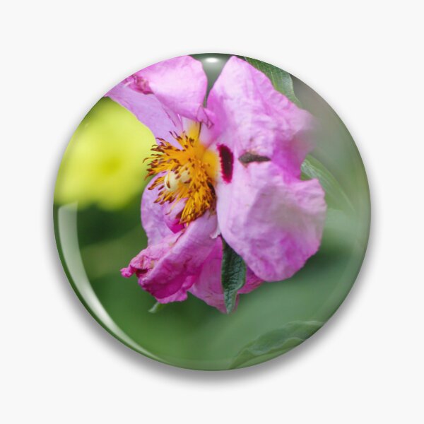 Item preview, Pink Wildflower Close-Up With Yellow Stamen and Single Petal Detail In Natural Green Background designed and sold by Nmallia.