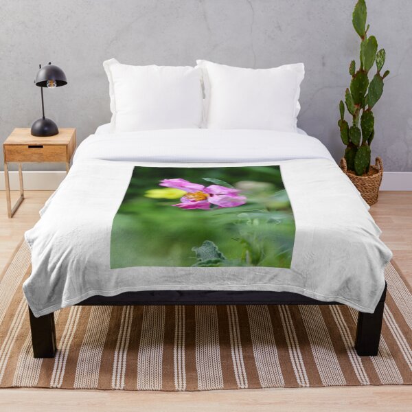 Item preview, Pink Wildflower Close-Up With Yellow Stamen and Single Petal Detail In Natural Green Background designed and sold by Nmallia.