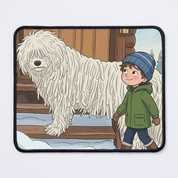 Item preview, Winter Friends Dog Cartoon Illustration: A Boy and His Dog  designed and sold by AirCrayons27.