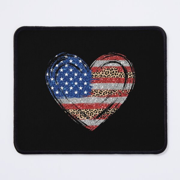 Item preview, American Flag Heart Glitter Leopard Print Patriotic Usa Styl designed and sold by longngusuc.